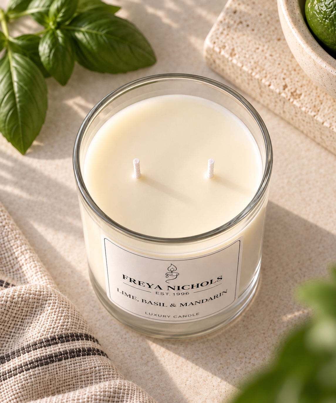 Lime, Basil & Mandarin Double Wick Candle